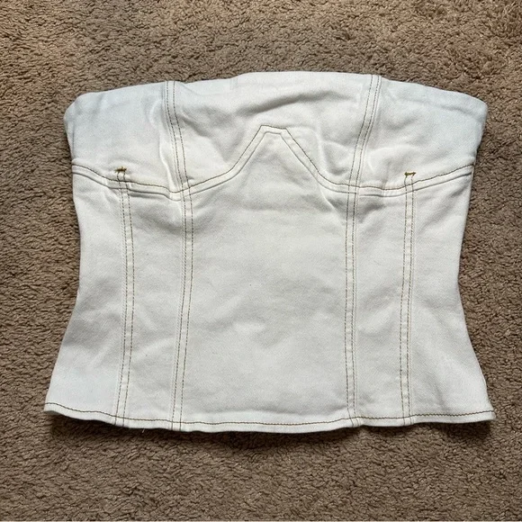 LIKE NEW Forever 21 Jean Strapless Top - Picture 2 of 5